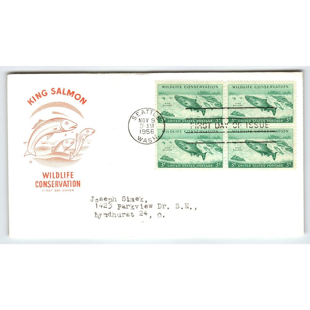 Scott #1080 1956 King Salmon Wildlife Conservation First Day Cover FDC